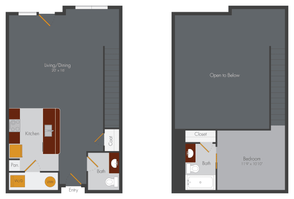 a floor plan of a room with a bed and a closet