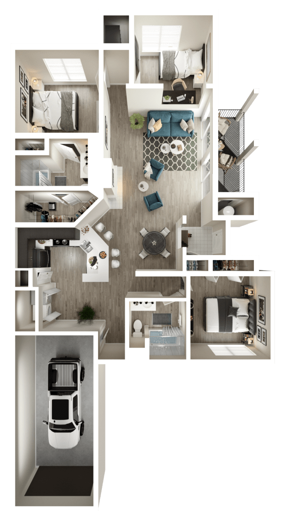a floor plan of a 3 bedroom apartment at The Quarry Alamo Heights, San Antonio, TX, 78209