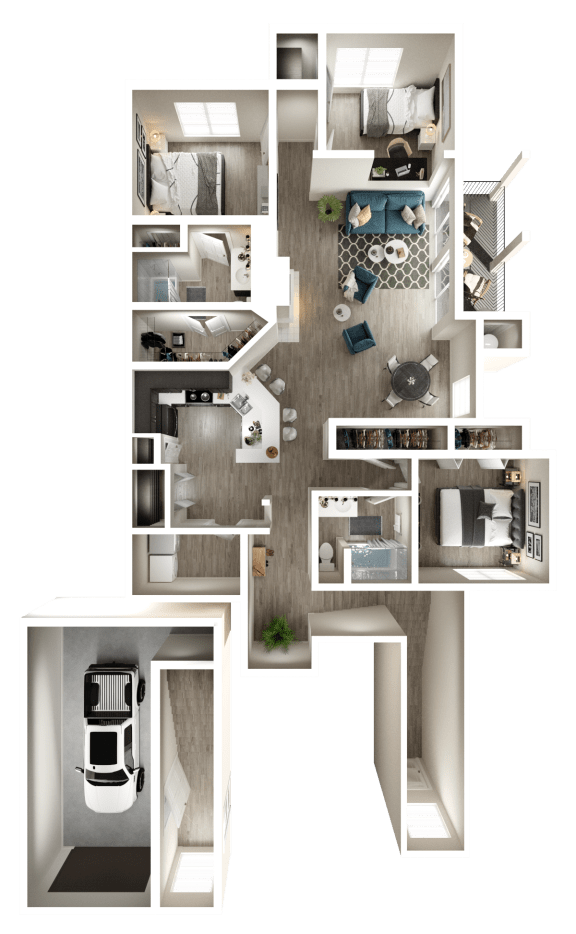 a floor plan of a 3 bedroom apartment at The Quarry Alamo Heights, San Antonio, Texas