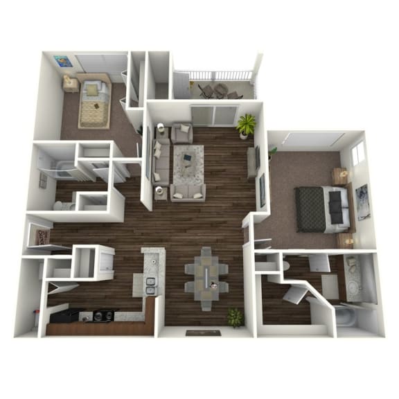 Floor Plan  a 3d rendering of our 1 bedroom apartment at the crossings at white marsh apartments in white at The Quarry Alamo Heights, San Antonio, TX