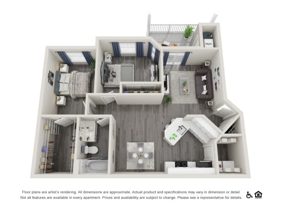 bedroom floor plan, opens a dialog.  at River Oaks Apartments, West Jordan