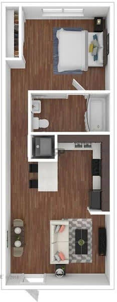 Floor Plan  A series of images showing different floor plans of a small apartment.