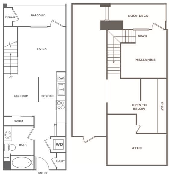 A floor plan of a studio