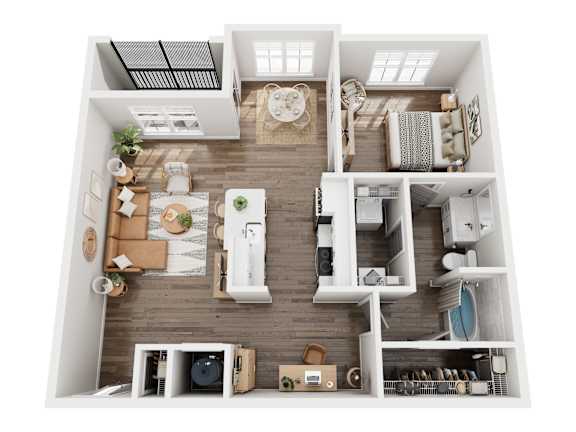 3D floor plan of our A2 unit type