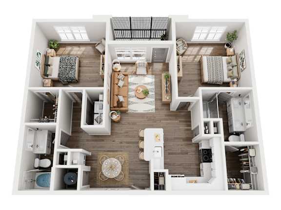 3D floor plan of our B1 unit type