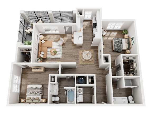 3D floor plan of our B2 unit type