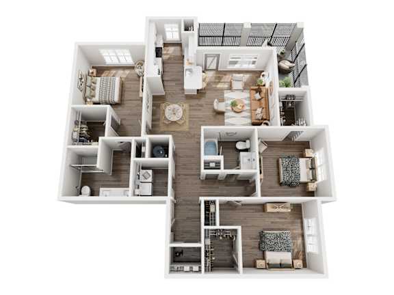 3D floor plan of our C1 unit type