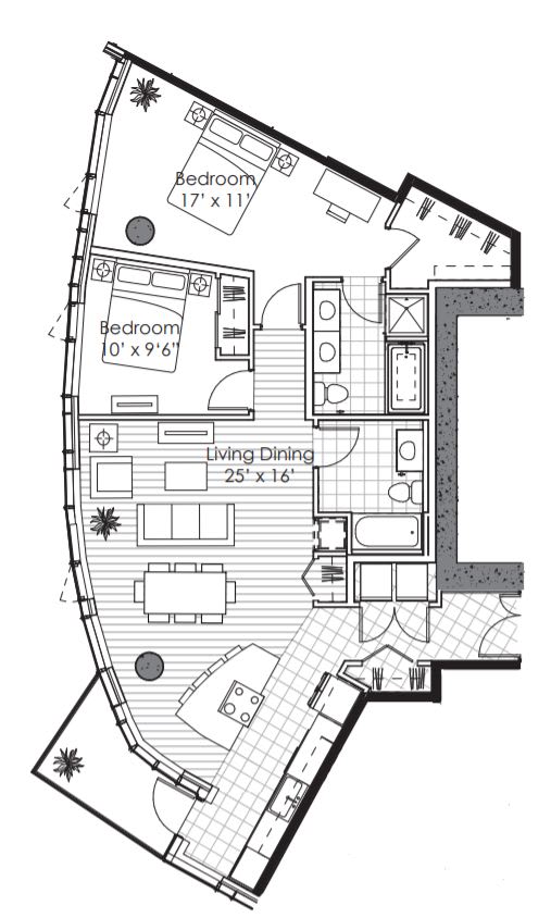 A black and white image of a floor plan for a house.