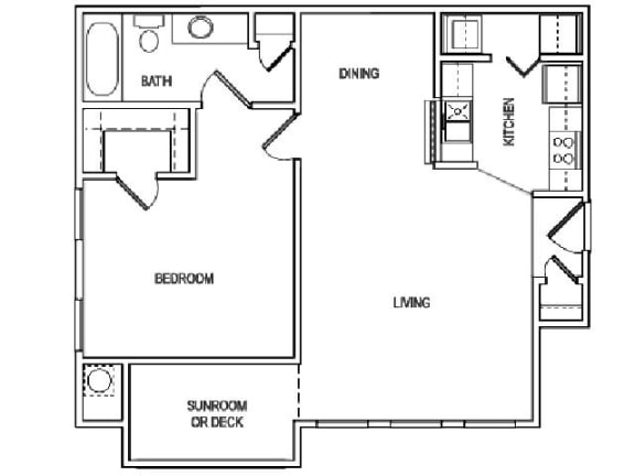 Carolina with Balcony or Sunroom Floor Plan at Vista Commons Apartments, South Carolina