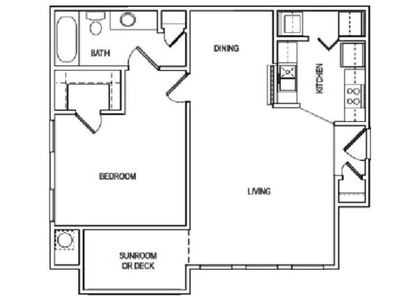 Carolina with Balcony or Sunroom Floor Plan at Vista Commons Apartments, Columbia, SC, 29201