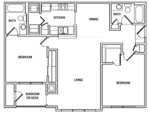 Finley with Balcony or Sunroom Floor Plan at Vista Commons Apartments, Columbia, SC