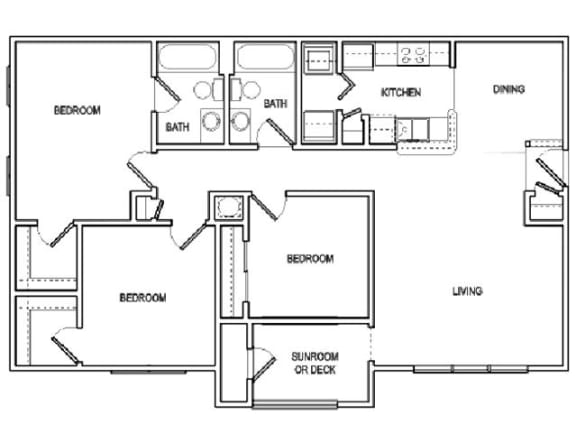 Avery With Balcony Floor Plan at Vista Commons Apartments, Columbia, South Carolina