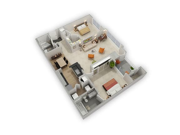 The-Finley With Balcony Floor Plan at Vista Commons Apartments, South Carolina, 29201