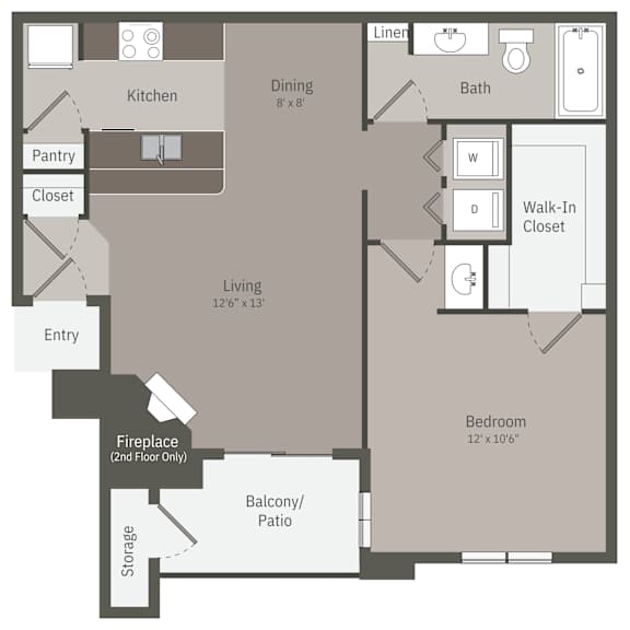 A floor plan of a house with a living room, dining room, kitchen, and bathroom.