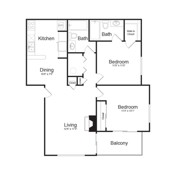 E Modern Floor Plan at Alvista Trailside Apartments, Colorado, 80110