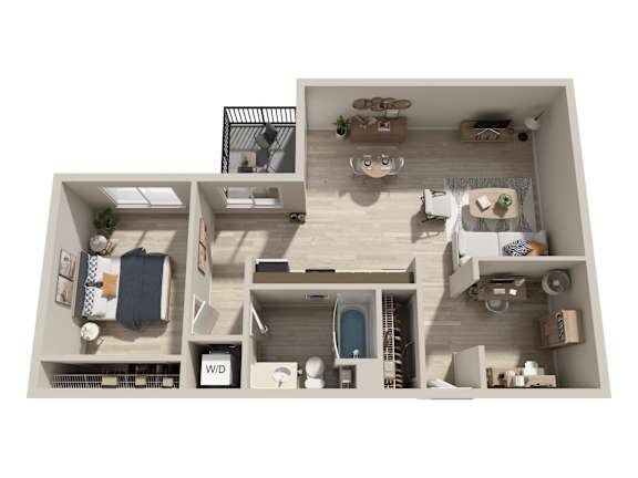 1 Bed Floorplan at Six Oaks Apartments, Washington