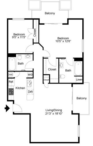 A black and white image of a house floor plan.