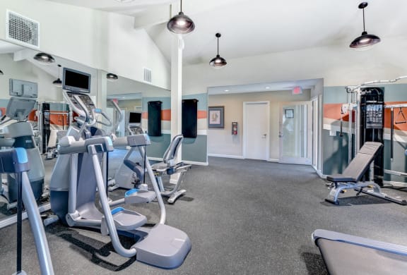 Gym with treadmill and weights1  at Adagio, La Mesa