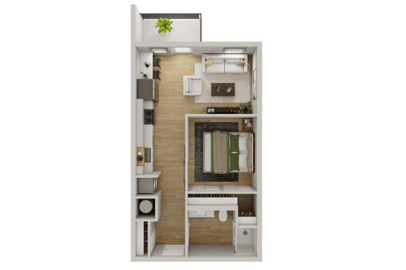 Floor Plan  a floor plan of a small apartment with a bathroom and a bedroom