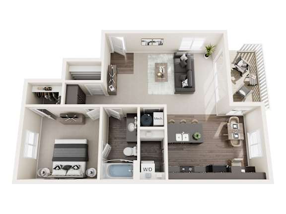 A top-down view of a house layout with labeled rooms.