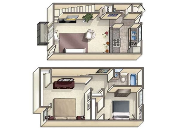 two bedroom one and half bathrooms