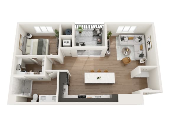 Floor Plan  a 1 bedroom floor plan with a bathroom and a living room