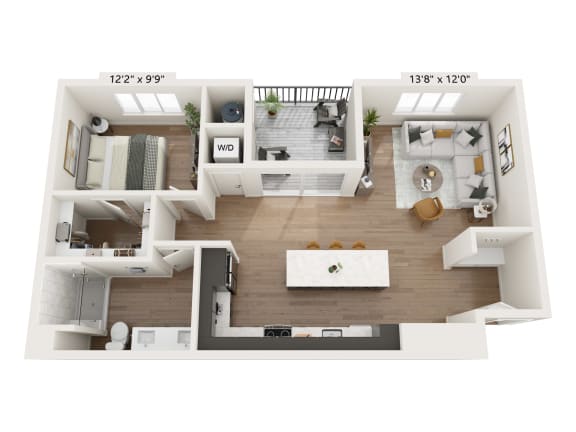 a 2 bedroom192 sqft floor plan isolated on