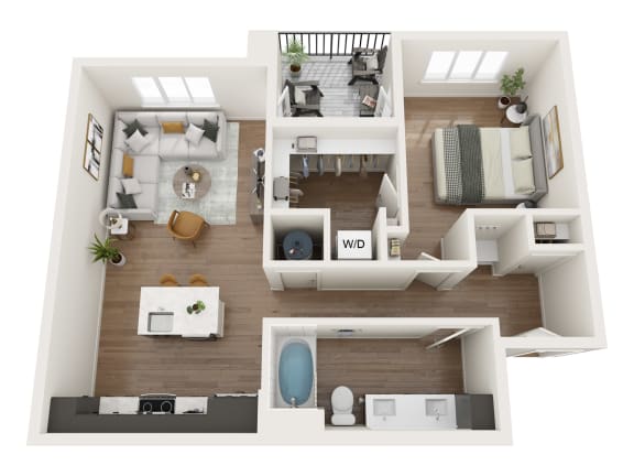 Floor Plan  a 2 bedroom floor plan with a bathroom and a living room