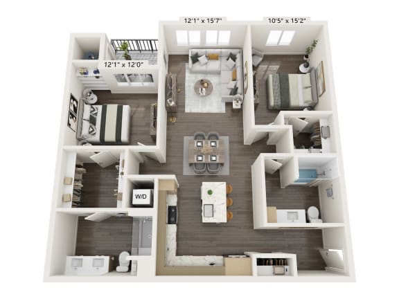 a 2 bedroom192 sq ft floor plan