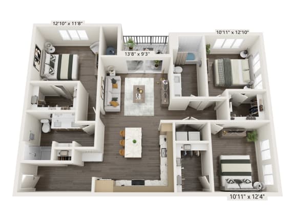 a 1 bedroom floor plan  studio