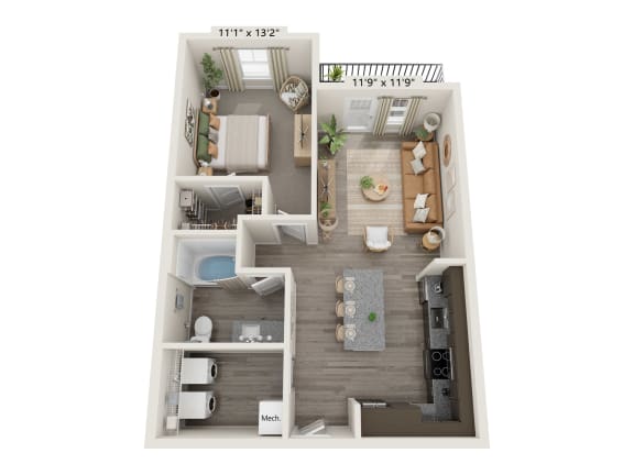 a 1 bedroom floor plan