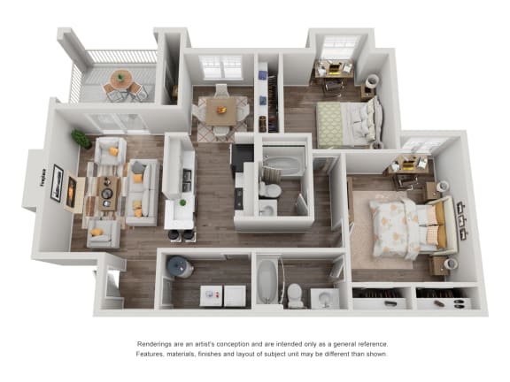 bedroom floor plan anjou 1600 a, opens a dialog at The Madison at Adams Farm, Greensboro, NC 27407