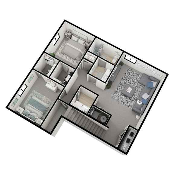 Twin Home 3-Bed w/Finished Basement Floor Plan at The Orchard Townhomes, Utah, 84070