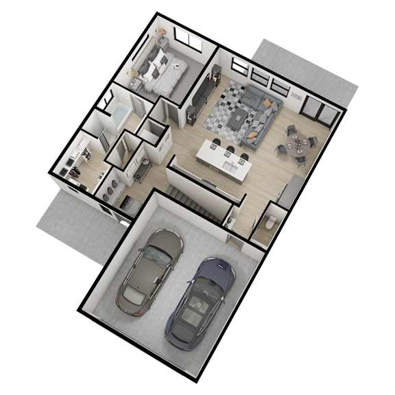 Twin Home 3-Bed w/Finished Basement Floor Plan at The Orchard Townhomes, Sandy