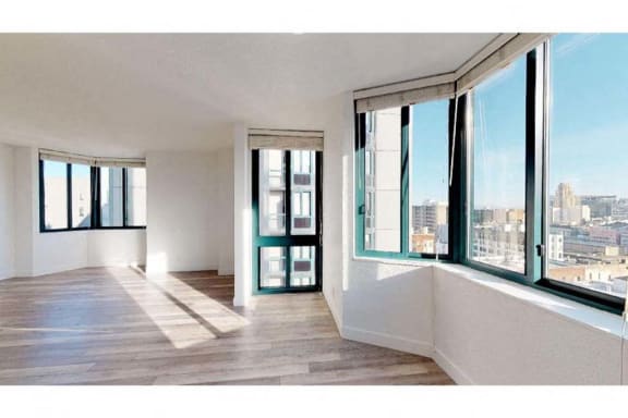 a room with a view of a city