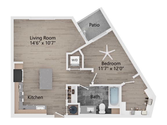 a floor plan of a room with a bedroom and a bathroom