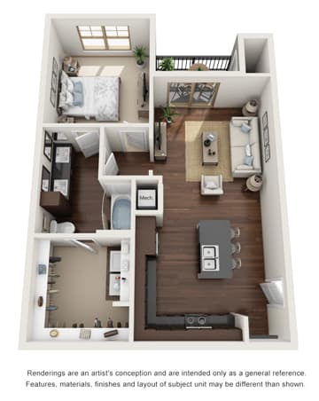 Floor Plan  a 3d drawing of a 1 bedroom floor plan  hero image