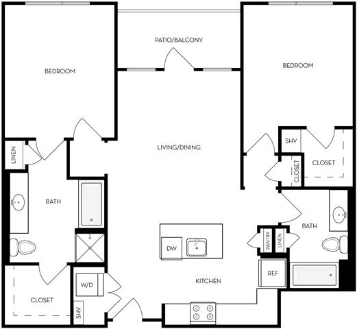 2 Bedroom Floorplan at Upper West, West Jordan, 84088