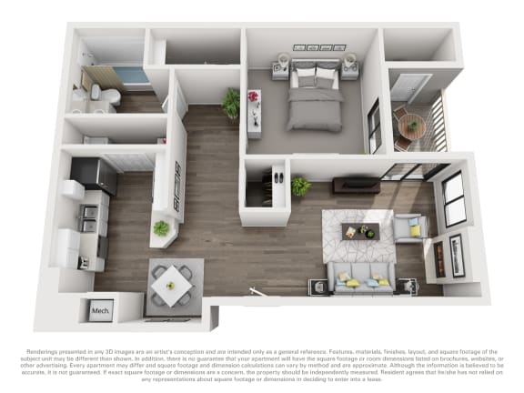 Floor Plan A10b 1 Bed 1 Bath
