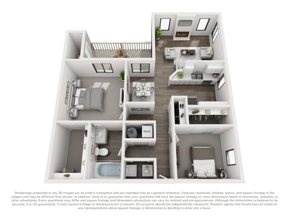 Floor Plan B10b 2 Bed 1 Bath