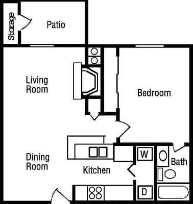 Floor Plan  One bedroom one bathroom