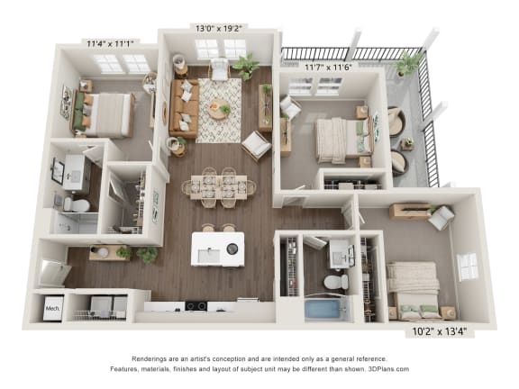 a 1 bedroom floorplan with a bathroom and a living room
