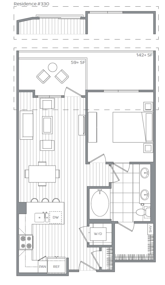 Floor Plan  One bedroom one bathroom A &#xA0;at Kinley West LA, Los Angeles, 90045