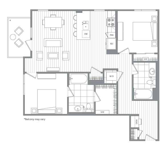 Floor Plan  Two bedroom Two bathroom C &#xA0;at Kinley West LA, Los Angeles