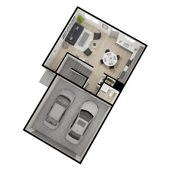 a 3d rendering of a bedroom floor plan