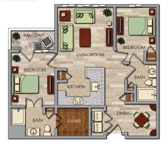 2-2 Deluxe Floor Plan  at Aventine at Kessler Park, Dallas, TX