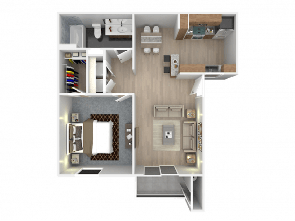1 bed 1 bath floor plan A at Pinehurst Condominiums, Las Vegas, NV