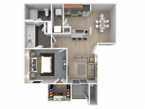 1 bed 1 bath floor plan B at Pinehurst Condominiums, Las Vegas, 89118