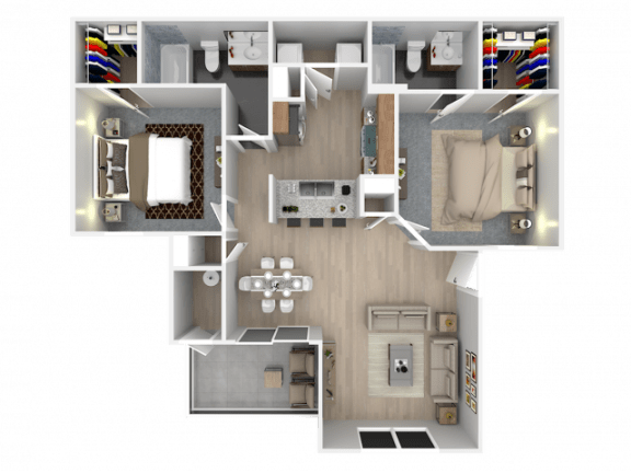 2 bed 2 bath floor plan  at Pinehurst Condominiums, Las Vegas, Nevada