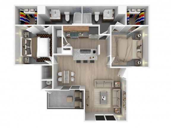 2 bed 2 bath floor plan A at Pinehurst Condominiums, Las Vegas